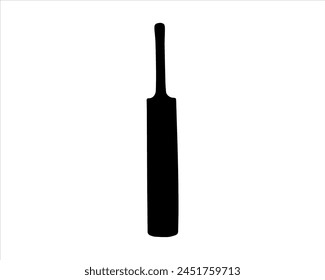 Black cricket bat silhouette vector illustration on white background. cricket bat icon.