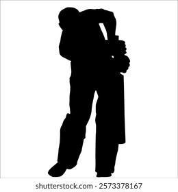 Black Cricket player silhouette vector illustration