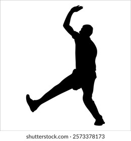 Black Cricket player silhouette vector illustration