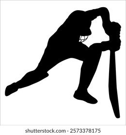 Black Cricket player silhouette vector illustration