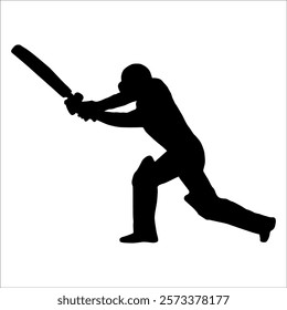 Black Cricket player silhouette vector illustration