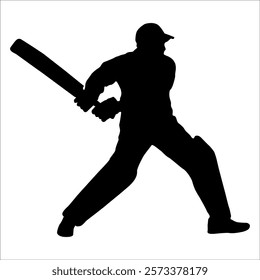 Black Cricket player silhouette vector illustration
