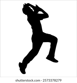 Black Cricket player silhouette vector illustration