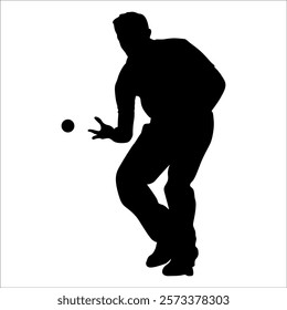 Black Cricket player silhouette vector illustration