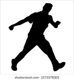 Black Cricket player silhouette vector illustration