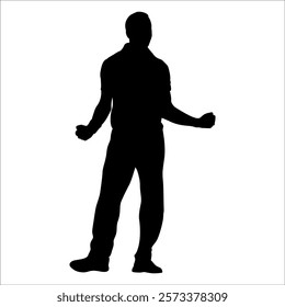 Black Cricket player silhouette vector illustration