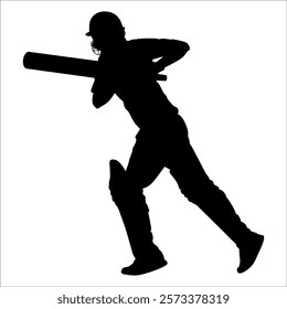 Black Cricket player silhouette vector illustration