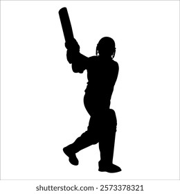 Black Cricket player silhouette vector illustration