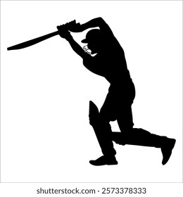 Black Cricket player silhouette vector illustration