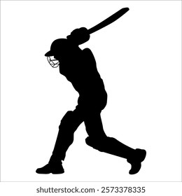 Black Cricket player silhouette vector illustration