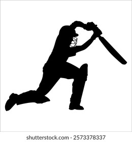 Black Cricket player silhouette vector illustration