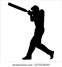 Black Cricket player silhouette vector illustration