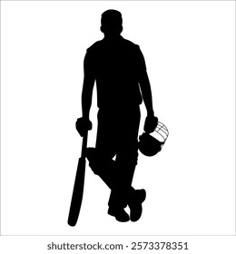 Black Cricket player silhouette vector illustration