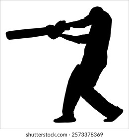 Black Cricket player silhouette vector illustration