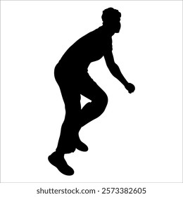 Black Cricket player silhouette vector illustration