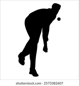 Black Cricket player silhouette vector illustration