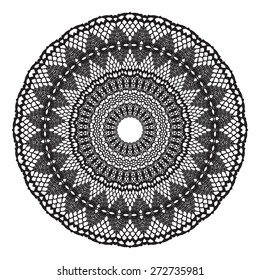 Black crochet doily. Vector illustration. May be used for digital scrapbooking.