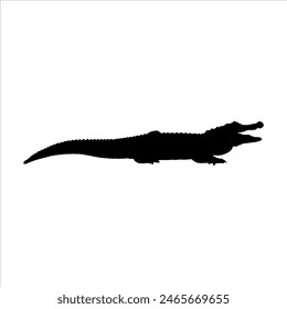 Black crocodile silhouette isolated on white background. Crocodile icon vector illustration design.
