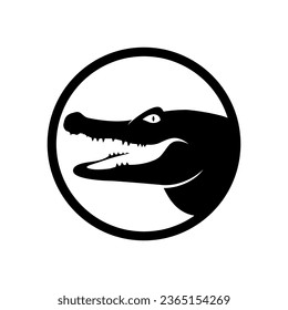 Black crocodile silhouette vector logo