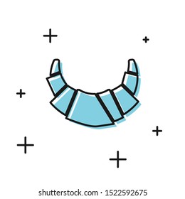 Black Croissant icon isolated on white background.  Vector Illustration