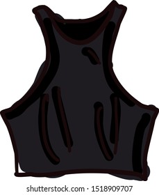 Black crop top, illustration, vector on white background.
