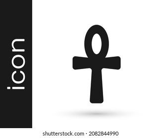 Black Cross ankh icon isolated on white background. Egyptian word for life or symbol of immortality.  Vector