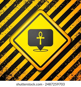 Black Cross ankh icon isolated on yellow background. Egyptian word for life or symbol of immortality. Warning sign. Vector