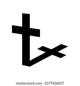 Black cross christian crucifix religion with shadow icon vector design