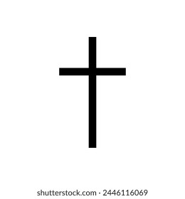 Black cross christian crucifix religion icon flat vector design