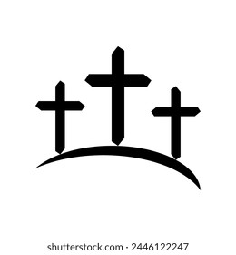 Black cross christian crucifix religion icon flat vector design