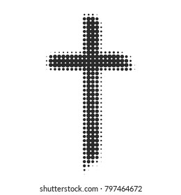 black cross halftone on white isolated background