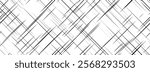 Black cross hatch seamless texture. Diagonal line repeated pattern surface. Rough sackcloth fabric background. Crosshatch linen canvas burlap overlay wallpaper. Vector fabric textile backdrop