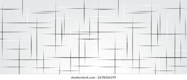 Cruz negra escotilla textura sin fisuras. Superficie de patrón repetido de línea recta. Fondo de tela de saco áspero. Fondo de pantalla superpuesto de lona de lona de rayado cruzado. Fondo textil de Vector