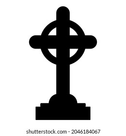 Black Cross Headstone Isolated On White