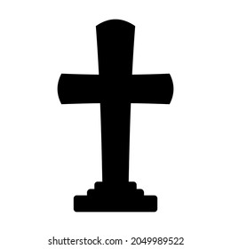 Black Cross Headstone Isolated On White