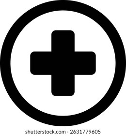 black cross health and medical icon isolated on white background. Vector illustration