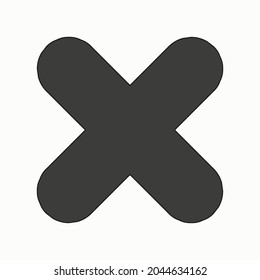 Black cross icon. Checklist mark. Paint brush element. Abstract hand drawn art. Vector illustration. Stock image.