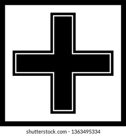 Black cross icon, isolated vs frame. Best vector icon. Hight quality. EPS10.