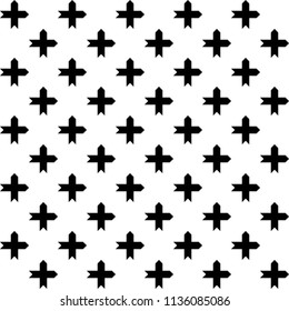 Black cross icon pattern on white background vector.
