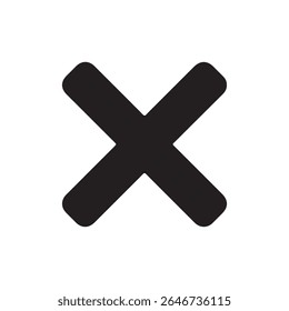Schwarzes Kreuz Symbol Silhouette Vektor flache Illustration Design. Schwarzes x-Symbol.