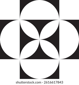 A black cross with intersecting circles vector logo
