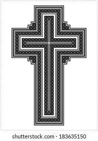 Black cross isolated on white