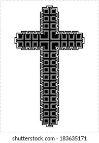 Black cross isolated on white