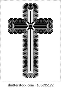 Black cross isolated on white
