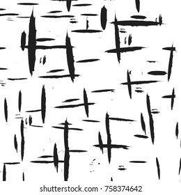 Black cross and longitudinal strokes on a white background for design and wallpaper.