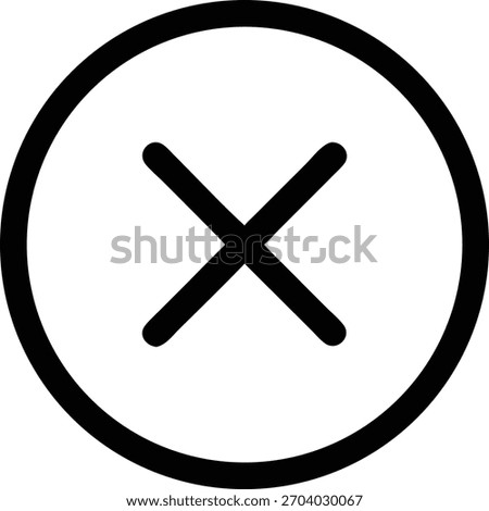 Black cross mark in a circle, representing cancellation, error, or removal