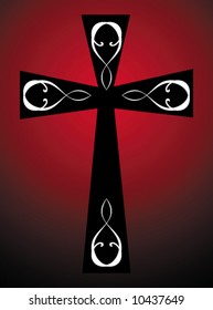 Black cross on elegant red background