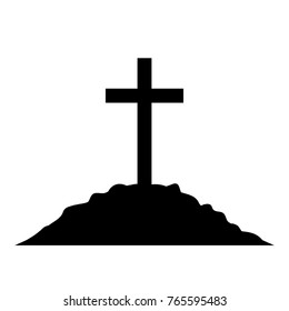 Black cross on the ground on a white background, vector