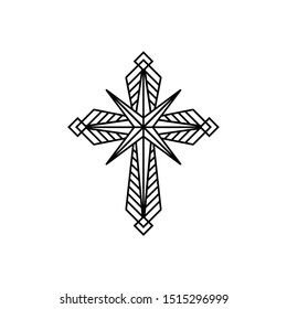 Black cross on white background logo design