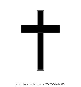 Black cross on white background. Vector illustration